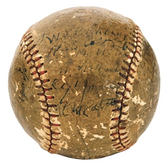 1909 Cleveland Naps Team Signed Baseball with Cy Young, Nap Lajoie and Kid Nichols 